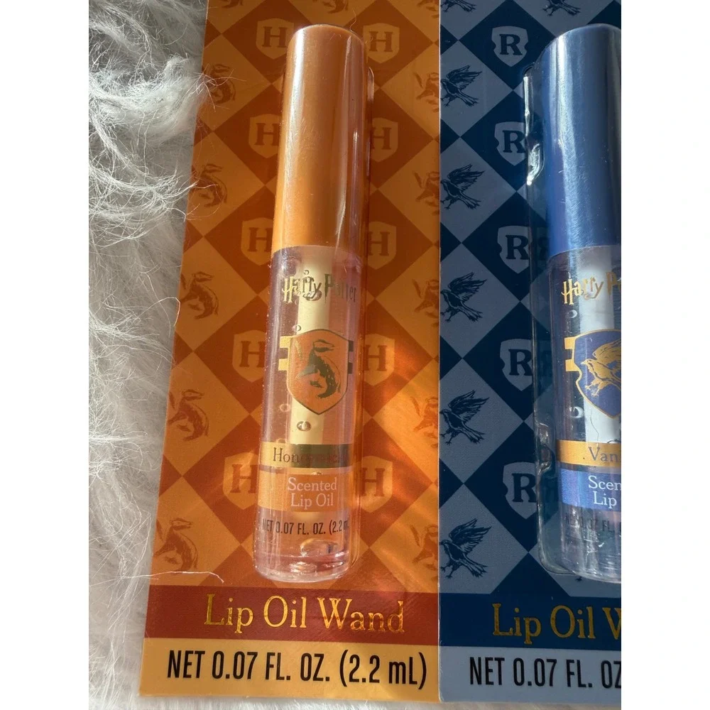 Harry Potter Hogwarts House Scented Lip Oil Wand Set 4 Pack Bergamot Vanilla NIB